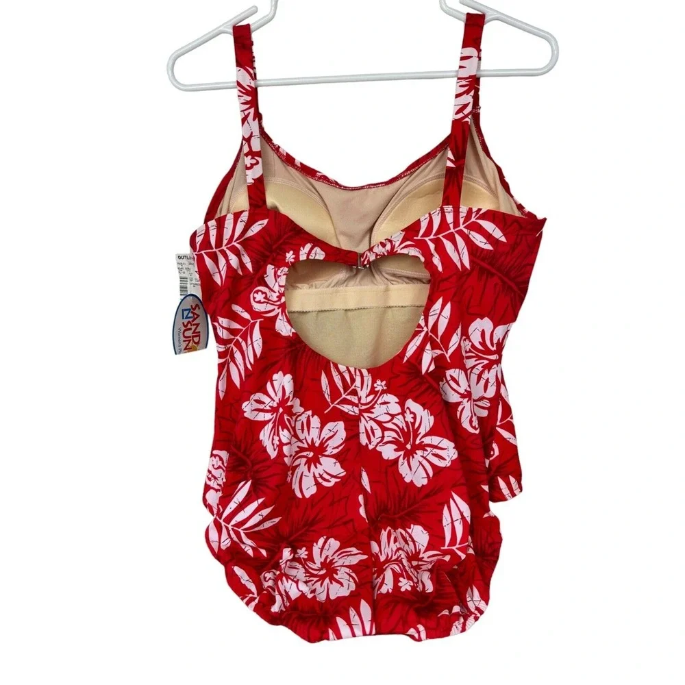Sand N Sun One Piece Red Floral‎ Size 16W 1x Plus